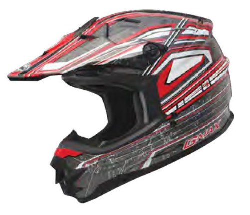 G-Max - G-Max Visor with Screws for GM76X Helmet - Bio Red/White/Black - G076045