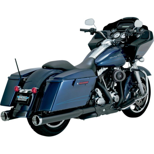 Vance & Hines - Vance & Hines Monster Round Slip-On Mufflers - Black with Chrome Tips - 46773