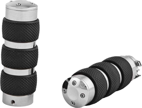 HardDrive - HardDrive Chrome Billet No-Vibe Grips with Dual Cable Throttle Sleeve - Black Rubber - H17-0594