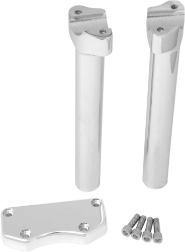 Drag Specialties - Drag Specialties Handlebar Riser/Top Clamp Kit with 1in. Clamping Area - 10in. Tall - Chrome - 0602-0596