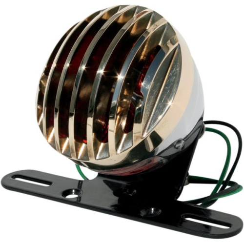 NYC Choppers - NYC Choppers 1928 Ford Bobber Style OEM Mount Tail Light/License Plate - Stainless Steel - Brass Grille - 28 S OEM W/BRS