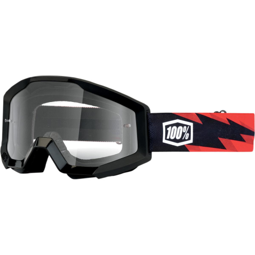 100% - 100% Strata MX Slash Goggles - 50400-076-02 - Slash Black/Red / Clear Lens - OSFM