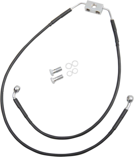 Drag Specialties - Drag Specialties Black Vinyl Coated Standard Length ABS Stainless Steel Front Brake Line Kit - 612135-BLK
