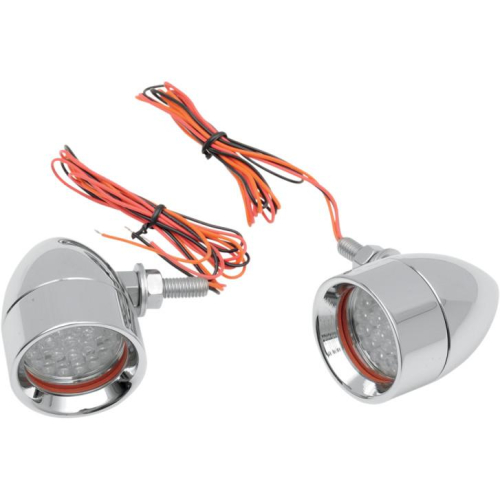 Custom Dynamics - Custom Dynamics Chrome Mini Bullet LED Turn Signal - Red - MBB-23