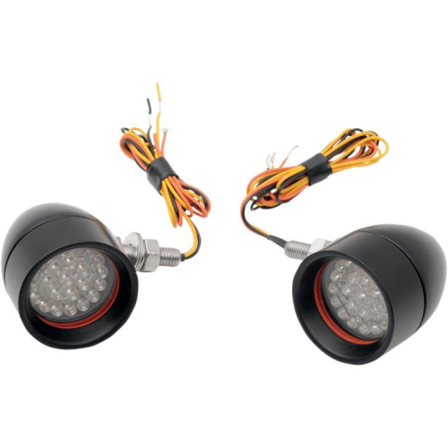 Custom Dynamics - Custom Dynamics Black Mini Bullet LED Turn Signal - Amber - MBB-20