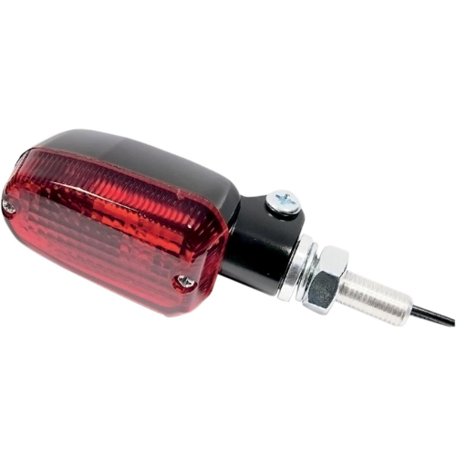 K&S Technologies - K&S Technologies Black Satin Aluminum Marker Lights - Oblong with Red Lens - Dual Filament - 25-8307BK