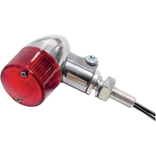 K&S Technologies - K&S Technologies Polished Aluminum Maker Lights - Round #2 with Red Lens - Single Filament - 25-8332