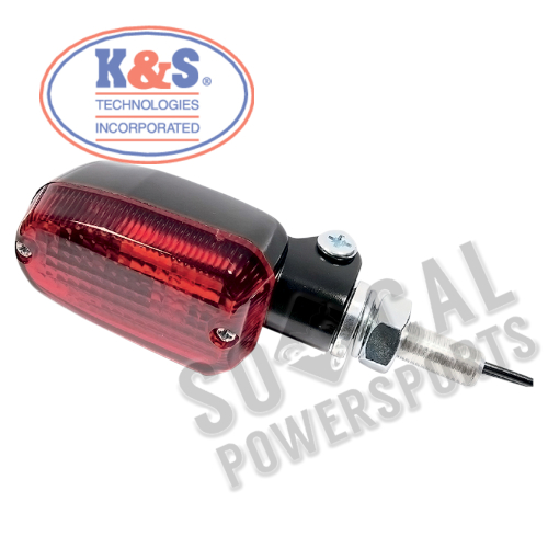 K&S Technologies - K&S Technologies Black Satin Aluminum Marker Lights - Oblong with Red Lens - Single Filament - 25-8306BK