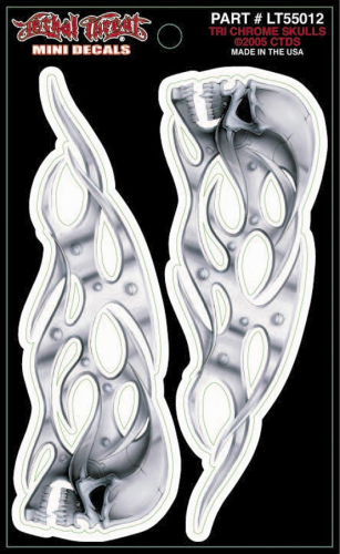 Lethal Threat - Lethal Threat Tri Chrome Skulls Decal - LT55012