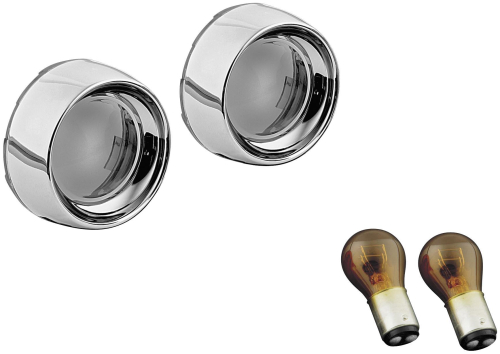 Kuryakyn - Kuryakyn Deep Dish Bezels with Smoke Lenses and Red Single-Circuit Bulbs - 2271