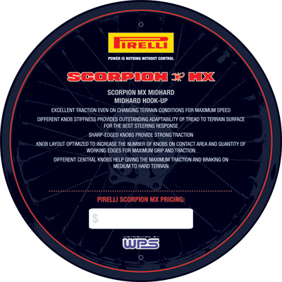 Pirelli - Pirelli Tire Insert Display Sign -Scorpion MX Mid-Hard - PIRELLI SC HARD SIGN