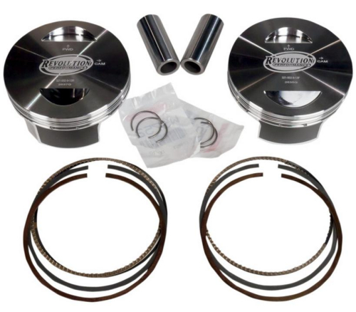 Revolution Performance - Revolution Performance Monster Big Bore Piston Kit (131in. Flat Top) - Bore 4.25in. - Stroke 4.625in. - 10.5:1 Compression - 301-113W