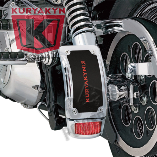 Kuryakyn - Kuryakyn Lighted Curved Vertical Side Mount License Plate Holder w/ Brake Light - 9252