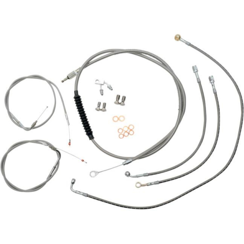 LA Choppers - LA Choppers Cable/Brake Line Kit - Beach Bars & Extra Wide - Stainless Steel - LA-8150KT-04