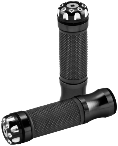 BikeMaster - BikeMaster Grips with Revolver Bar End - 1in. - 135mm - Black - HF104067BK-1