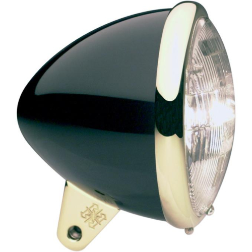 Headwinds - Headwinds 5 3/4in. Bullet Headlight Housing - Standard Bullet Smooth - Black/Brass - 1-5100ZBBA