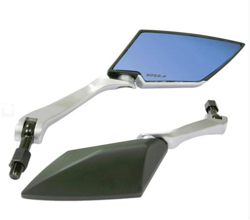 Koso North America - Koso North America TT-Style Mirrors - Matte Black Shell - Blue Lens - OA016KS6