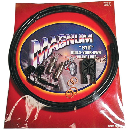 Magnum - Magnum BYO Build-Your-Own DOT Dual Disc Brake Line Kit with 7ft. Brake Line - 90deg. Banjo - Black - 490490A