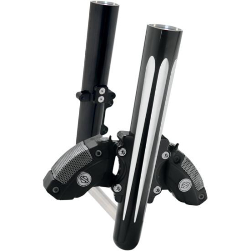 Arlen Ness - Arlen Ness Hot Legs Single Disc Fork Leg Set - Deep Cut - Black - 06-525
