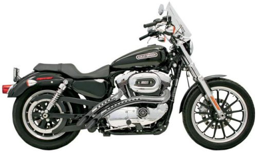 Bassani Manufacturing - Bassani Manufacturing Radial Sweepers Exhaust System - Black Ceramic with Chrome Heat Shield with Holes - XL412