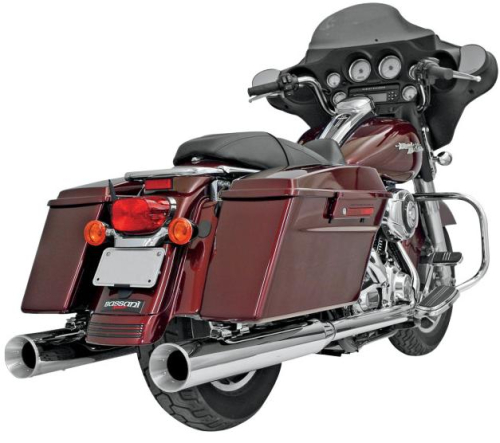 Bassani Manufacturing - Bassani Manufacturing 4in. Slip-On Mufflers with 2 1/2in. Performance Baffles - Inverted Billet Insert - Chrome - FLH-531L