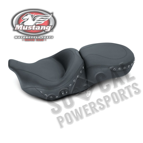 Mustang - Mustang 1-Piece Heated Touring Seat - Black Pearl Centered Studs - 79648