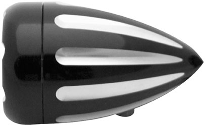 Arlen Ness - Arlen Ness Deep Cut Turn Signals with Fire Ring LED - Red Lens - Black Finish - Red LED - Dual Filament - 12-751