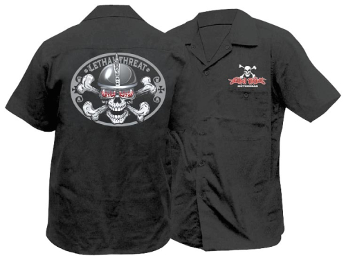 Lethal Threat - Lethal Threat Spiked Helmet Skull Work Shirt - FE50110L - Black - Large