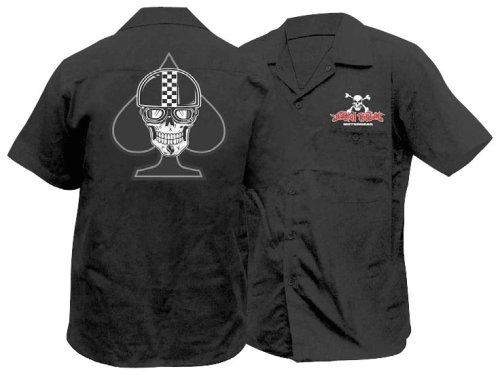 Lethal Threat - Lethal Threat Spade Biker Skull Work Shirt - FE50122XXL - Black - 2XL