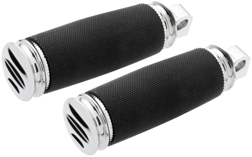 Arlen Ness - Arlen Ness Soft-Touch Footpeg - Scalloped - Knurled Rubber - Chrome - 06-120