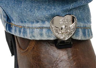 Ryder Clips - Ryder Clips Stirrup/Strap Boot Clip - Hear/Skull Chrome - HSSC-FC