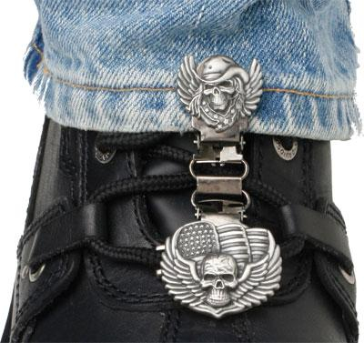 Ryder Clips - Ryder Clips Laced Boots Two Clip Version - Skull/Wings - SWL-FC