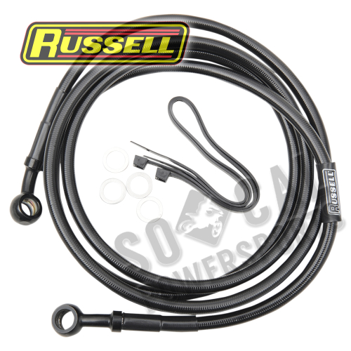 Russell - Russell Pro Swivel Universal Brake Hose - Black - 7/16in.,Straight Upper Banjo - 40in. Length - R08970BC