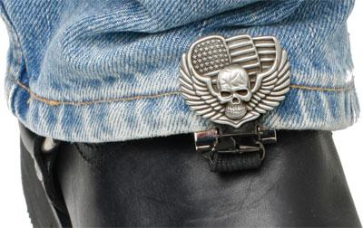 Ryder Clips - Ryder Clips Stirrup/Strap Boot Clip - Skull/Wings - SWS-FC