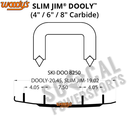Woodys - Woodys Slim Jim Dooly Performance Carbide Wear Rods - 8in. - SS8-8250