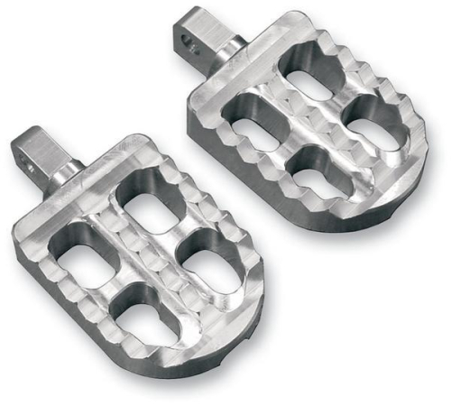 Joker Machine - Joker Machine Adjustable Serrated Footpegs - 3 5/16in. L x 2 1/2in. W x 1in. Thick - Clear Anodized - 08-57-2