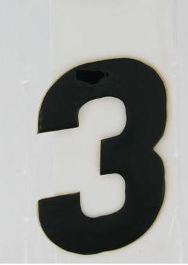 N-Style - N-Style SX Pros Jr. Stick-On Number - 4in. - No.3 - Black - NSX4-3B