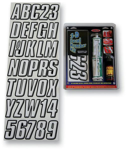 Hardline - Hardline 3D Dome Decal Number Kit - White - WHBLK800D