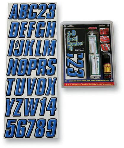 Hardline - Hardline 3D Dome Decal Number Kit - Blue - BLBLK800D