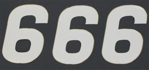 N-Style - N-Style SX Pros Jr. Stick-On Number - 4in. - No.6 - White - NSX4-6W