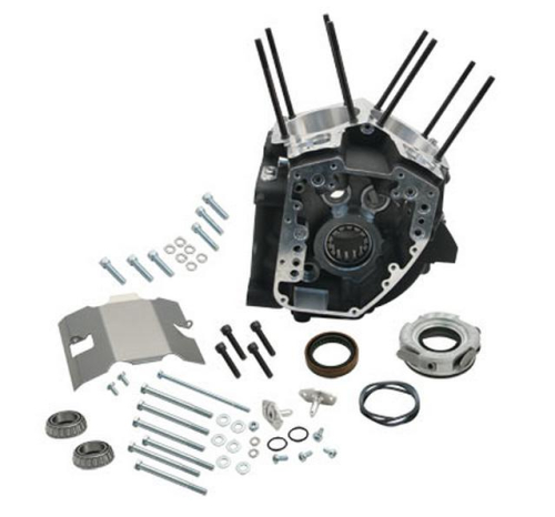 S&S Cycle - S&S Cycle Twin Cam Engine Case - 4 1/8in Bore with Stock Stud Pattern - Black Powder-Coat - 31-0181
