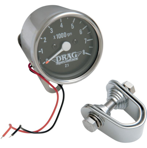 Drag Specialties - Drag Specialties 2.4in. Mechanical 8000 RPM Tachometer - Black Face - 21-6903DS1-BX16