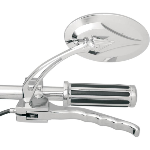 Drag Specialties - Drag Specialties Touring Oval Mirrors - Slayer Stem with 5 3/4in. Length - 77004B4