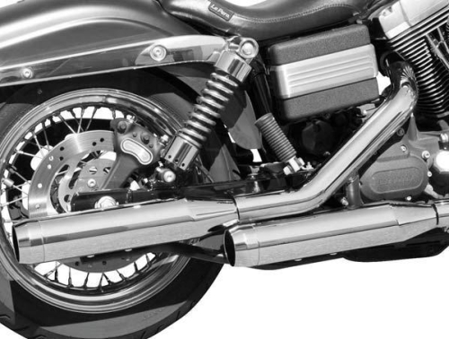 LA Choppers - LA Choppers Tru-Power Slip-Ons - 4in - Chrome with Black Tips - LA-1094-02B