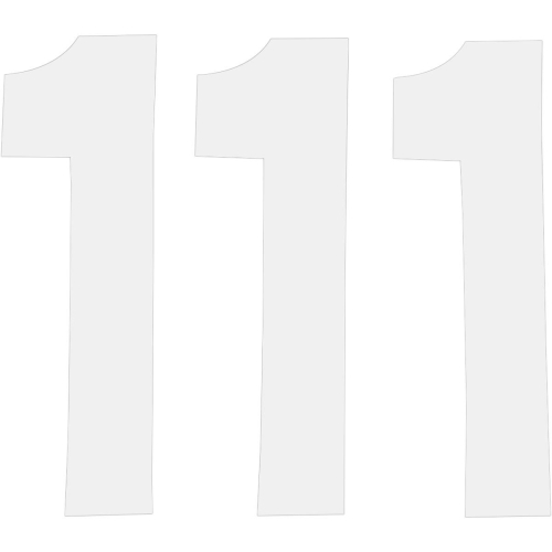 N-Style - N-Style Pros 2 Stick-On Number - 7in. - No.1 - White - NII-1W