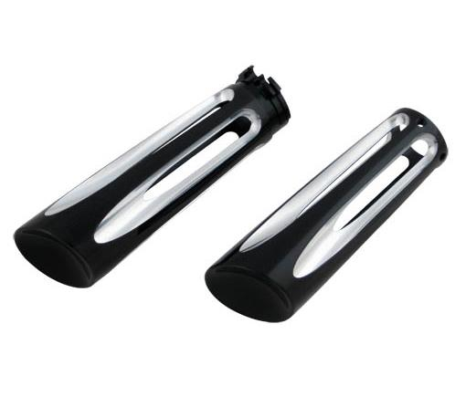 Arlen Ness - Arlen Ness Billet Grips - Deep Cut - Black - 07-244