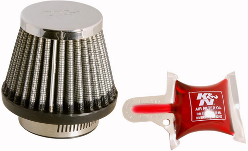 K&N Engineering - K&N Engineering Universal Round Tapered Air Filter - Chrome End Cap - RC-2490
