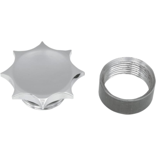 Covingtons - Covingtons Non-Vented Gas Cap with Bung - Sprocket Cap - Chrome - C1123-C