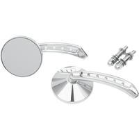 Drag Specialties - Drag Specialties Mirror With 5-Hole Stem - 3in. Round Mirror, Stem Length 5 3/4in. - M60-0133A