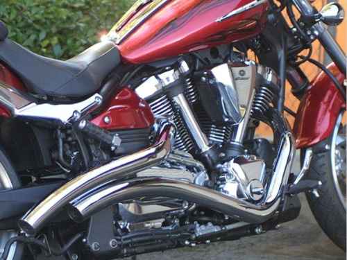 LA Choppers - LA Choppers Curved Exhaust System - Curved DD - Chrome - 1810-1577